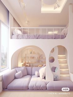 a living room filled with furniture and lots of white stuff on top of the walls