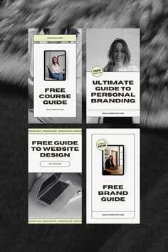 the ultimate guide to branding is displayed in three different styles and colors, including black and white