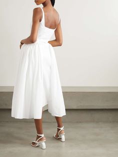 16ARLINGTON Vezile pleated cotton-poplin midi dress | NET-A-PORTER Elegant Fashion, Cotton Poplin, Net A Porter, Women Collection, Designer Fashion, Porter, Midi Dress, Maxi Dress, Fashion Design