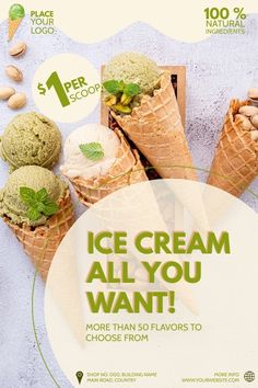 an advertisement for ice cream is shown here