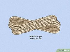 an image of a rope that is labeled with the name manila rope 46 feet long