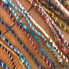 there are many braids on the table together