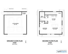 two floor plans for the second and third floors, with one bedroom on each side