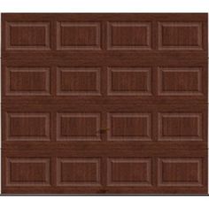 a brown garage door with squares on it