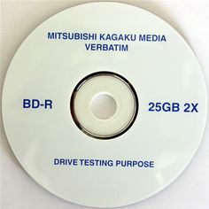 a cd disc with the words bd - r, driving testing purpose and mitsubishi kagaku media verbatim