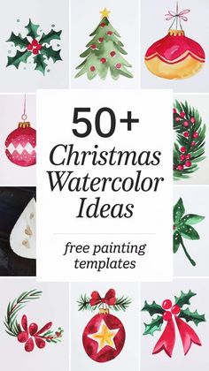 50 christmas watercolor ideas for free painting templates