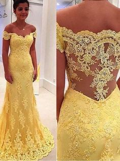 Prom Dresses 2016, Prom Dresses Yellow, Lace Evening Gowns, Lace Prom Dress, Dresses Elegant, Yellow Lace, Tulle Prom Dress, Prom Dresses Lace, Mermaid Prom Dresses