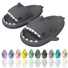 an inflatable shark toy with multiple colors