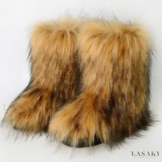 Lasaky - Premium Winter Fur-lined Platform Boots - Stylish Shibuya Snow Boots with Enhanced Warmth and Comfort Stylish Snow Boots, Cozy Winter Boots, Snow Boots For Women, Dark Brown Boots, Fuzzy Boots, Fur Snow Boots, Fashionable Snow Boots, Faux Fur Boots, Warm Boots