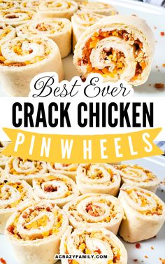 the best ever crock chicken pinwheels are made with only three ingredients and ready to be eaten