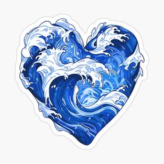 a heart shaped sticker with waves in it