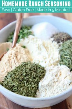 homemade ranch seasoning in a bowl with spoons