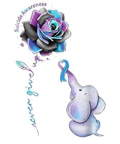 an elephant with a rose on its back and another one in the background that says smile awareness