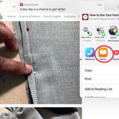 someone is stitching on the side of a piece of fabric with their thumbnails