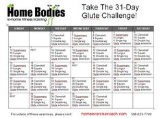 the ultimate guide for home bodies to take the 31 - day glute challenge