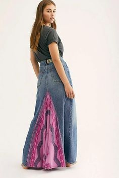 Free People NWT Size 24/ 25 Denim Pieced Boho Maxi When the Party's Over Skirt | eBay Free People Maxi, Fashion Fantasy, Diy Skirt, People Clothes, Mode Jeans, Denim Maxi, Upcycle Jeans, Denim Diy