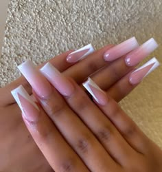 Pink French Design Nails, Ombré Nails French Tip, Balerin Nails Designs, Long Ombre Acrylic Nails, Light Pink Ombre Nails, Ombre Nails Square, Simple Baddie Nails, Nails Acrylic Ombre, Ombre French Tip Nails