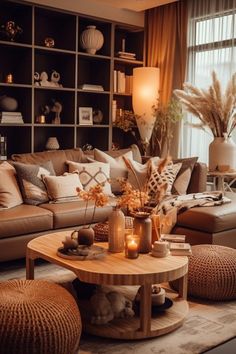 a living room filled with lots of furniture and decor