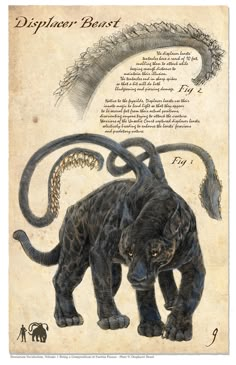 an illustration of a black panther with its tail curled up