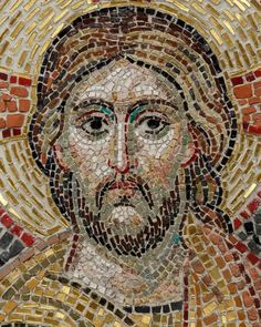 the face of jesus is depicted in this mosaic