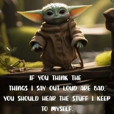 the child yoda from star wars is standing on a table with text that reads, if