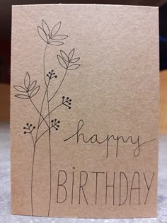 a birthday card with a plant drawn on it