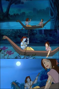 the princess and the frog are riding on a boat in disney's animated movie