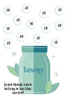 a jar filled with bubbles next to the words savings