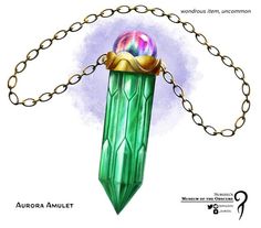 an illustration of a green crystal pendulum with a ball on it's end and chain