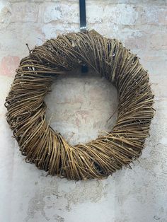 a close up of a wreath on a wall