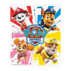 the paw patrol movie poster is shown in three different colors and sizes, including two dogs