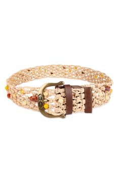 Sam Edelman Bead Raffia Macramé Belt | Nordstrom Beige Woven Belt For Vacation, Beige Woven Belts For Spring, Spring Beige Woven Belt, Casual Adjustable Braided Belt, Casual Brown Woven Belt, Casual Woven Belts For Spring, Adjustable Woven Beige Belt, Adjustable Brown Belts For Beach, Adjustable Beige Rope Belt