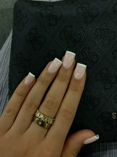 Square Nails French Tip, White Square Nails, Square Nails French, Plain Acrylic Nails, Solar Nails, Nails French Tip