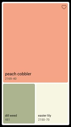 the peach and green color palette is shown