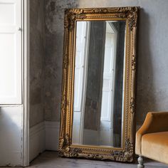 Camilla Wooden Floor Mirror, Large, Rectangular, Gold Finish Mirror Full Length, Beveled Edge Mirror, Full Length Mirror Wall, Leaner Mirror, Mirror Gold, Dressing Mirror, Standing Mirror, Accent Mirror, Full Length Mirror