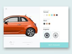 an orange car is shown on the website page