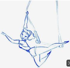 a drawing of a girl on a pole with her hands in the air while holding onto an object