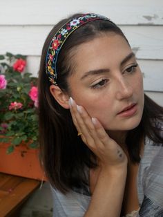 This limited-edition band was handmade from authentic vintage embroidered ribbon. The  soft, luxe base headband has a vegan suede lining.   The ends are capped off with soft velvet ribbon. Handmade in the USA One soft, flexible size  Made with embroidered vintage ribbon Short Hair Hairband, Rose Clothes, Embroidered Headband, Ribbon Handmade, Headband Fashion, Embroidered Ribbon, Rose Clothing, Owl Hat, Face Drawing Reference