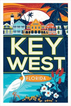 the key west florida poster is shown