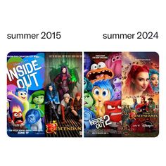 the movie posters for inside out, inside out and inside out are shown in three different sizes