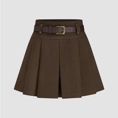 Built In Shorts, Very Cute. School Girl Brown Uniform, Brown Mini Skirt, Brown Skirt, Brown Skirts, Fall Skirts, Designer Shorts, Cute Skirts, Skorts, White Skirts