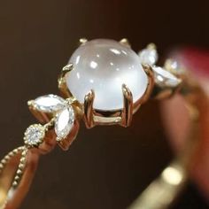 Romantic Moonstone Open Ring – ByHer Vintage Jewellery Rings, Emerald Diamond Ring, Open Ring, Emerald Diamond, Everyday Jewelry, Pure Silver, Precious Metals, Ring Designs, Moonstone