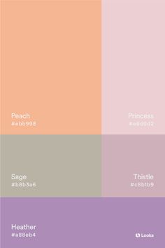 the color scheme for peach, pink, and purple is shown in three different shades