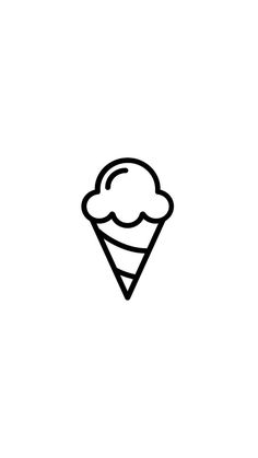 an ice cream cone is shown in black and white