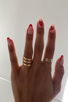 Comme de Garcons nails for Valentine’s Day Comme Des Garcons Nails, Valentine Nails, Casual Nails