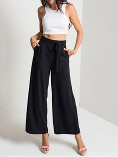 Middle-Waist Wide-Leg Sexy Pants – Owily Womens Palazzo Pants, Chiffon Pants, Mid Waist Pants, Long Trousers, Loose Pants, Cropped Trousers, Fashion Mode, Wide Leg Trousers