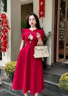 Very soft material Dress Church Outfit, Church Outfit, Womens Trendy Dresses, Fashion Life, Vestidos Vintage, Trendy Dresses, Dress Clothes For Women, Soft Material, Red Dress