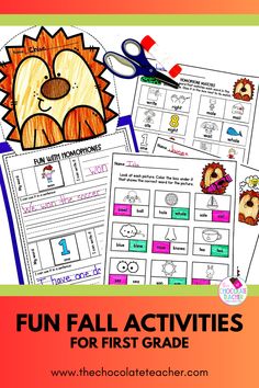 A picture of a fall grammar activity for homonyms. First Grade Crafts, Fall Adventures, Seasonal Activities