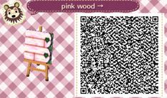 a qr code for pink wood is shown in this screenshot from the game animal crossing