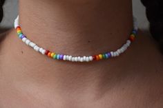 Cute, Rainbow choker to give you the best summer vibes! Summer Choker Necklace, Casual Beaded Chain Choker As Gift, Rainbow Beaded Necklaces For Summer Festivals, Handmade Rainbow Beaded Necklaces For Summer, Adjustable Rainbow Beaded Necklaces For Summer, Rainbow Beaded Chain For Summer, Rainbow Beads With Beaded Chain For Summer, Summer Festival Rainbow Beaded Necklaces, Handmade Rainbow Beaded Necklace For Summer